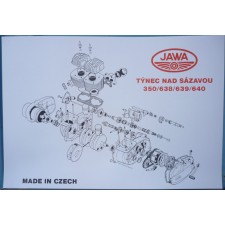 PLAKÁT - MOTOR JAWA 350/638,639,640 - ( 98 X 65CM ) - (VELKÝ, SPECIÁLNÍ PLAKÁTOVÝ PAPÍR)